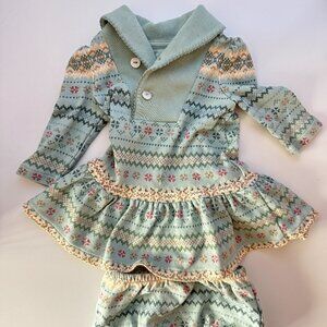 Ralph Lauren Girls Dress Fair Isle Print 0-3 months